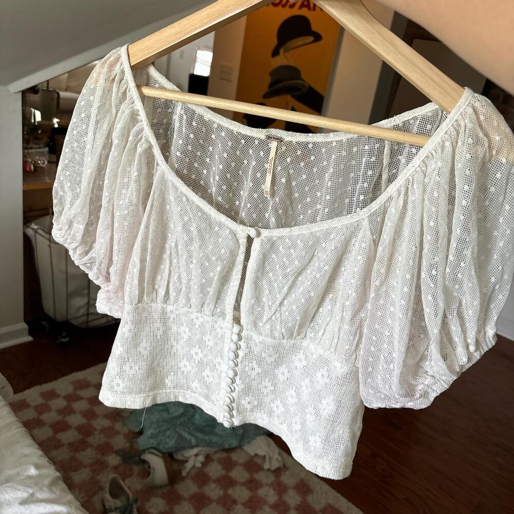 Free people white knitted blouse